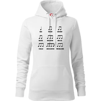 Dámská mikina Noty skladatele - Mikina dámská Cape s kapucí - XL ( Bílá )