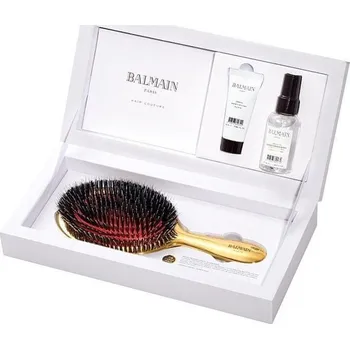 Balmain 14K Gold Plated Spa Brush + Argan Elixir 20 ml + Conditioner Spray 50 ml