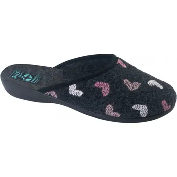 Dámské pantofle Dámské pantofle přezůvky ADANEX DIANA 27932 tm. šedé filcové se srdíčky plná špička velikost: 36