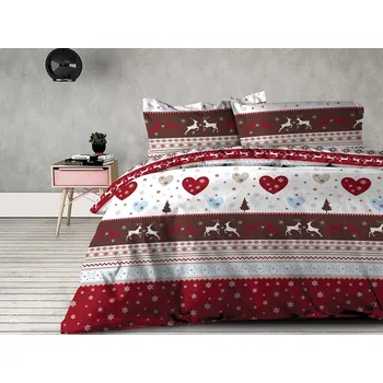 Povlečení XPOSE Santa flanelové 140 x 220, 70 x 90 cm knoflíky