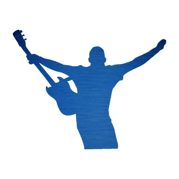 Samolepicí dekorace na vozidlo Music 024 levá kytarista rocker (65 - škrábaný kov modrý) SAMOLEPKA NA AUTO, NÁLEPKA, FÓLIE, POLEP, TUNING, VLASTNÍ TEXT, TISK, AUTOSAMOLEPKY.cz, POLEPY, OBRÁZEK, LOGO, 3D STICKERS