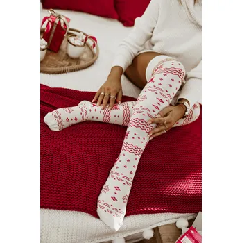 Dámské punčochy Milena Dámské nadkolenky vánoční krémové 37-41