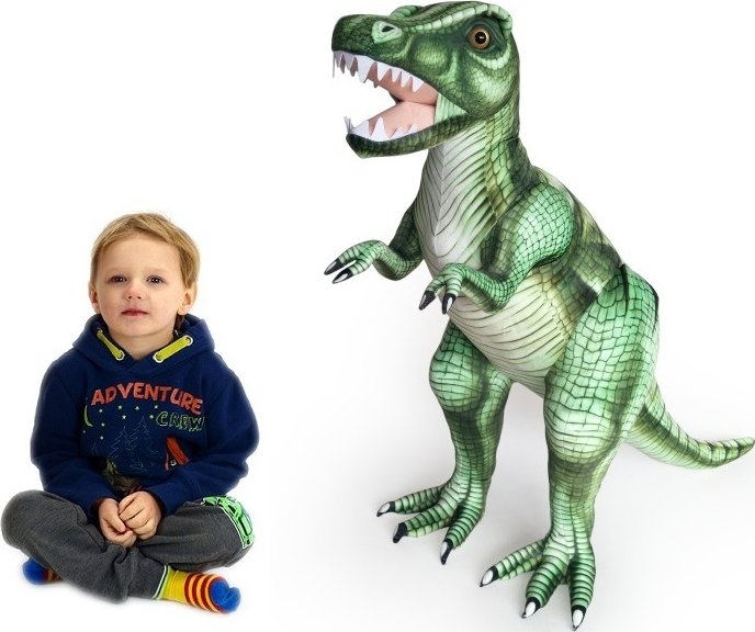 Plyšový stojící dinosaurus Tyranosaurus Rex, výška 80cm, délka 128cm, velký