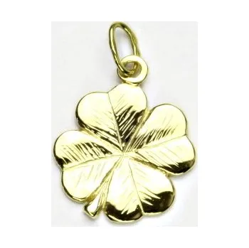 Šperk Zlatý přívěsek čtyřlístek - P905 žluté zlato ( čtyřlístek ze žlutého zlata)