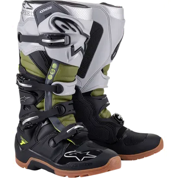 Moto obuv Motokrosové boty ALPINESTARS TECH 7 černá/stříbrná/zelená/hnědá
