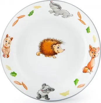 Talíř Dětský porcelánový hluboký talíř 19 cm lesní zvířátka