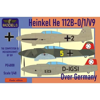 Plastikový model 1/48 Heinkel He 112B-0/1/V9 Over Germany (3x camo)