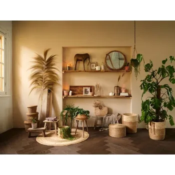 Světle hnědý dřevěný podnos se skleněným poklopem Lisa - Ø 15*30 cm