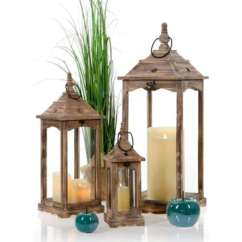 Lucerna Dřevěná lucerna MSL3735BR- 36,5 cm