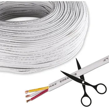 elektrický kabel kabel 3x0,5mm2, bílý PVC plášť, barva červená/žlutá/bílá ML-733.023.21.0