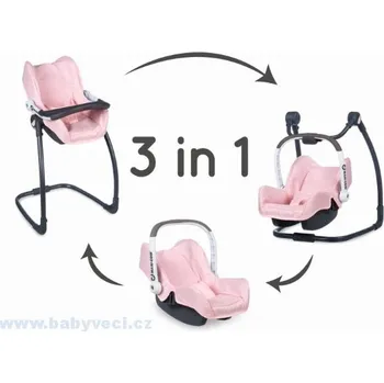 Kočárek hluboký a sportovní Maxi Cosi & Quinny Smoby 3v1 pink powder > varianta jídelní židle a autosedačka
