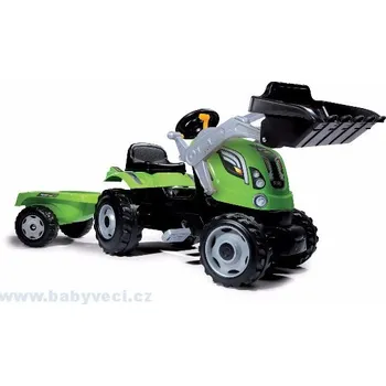Hračka Zemědělský traktor s nakladačem a přívěsem Farmer Max Smoby šlapací