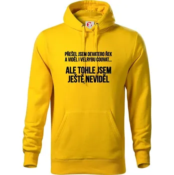 Pánská mikina Viděl jsem velrybu couvat - Mikina pánská Cape s kapucí - 5XL ( Žlutá )