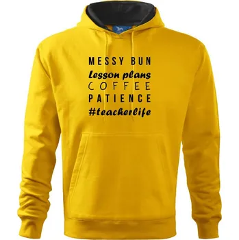 Pánská mikina Teacher life psací - Mikina pánská Cape s kapucí - 4XL ( Žlutá )