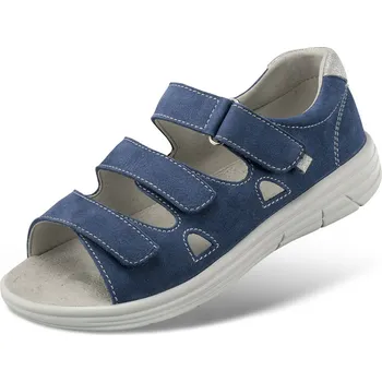 Dámská zdravotní obuv Dámské sandály s pásky na suchý zip, nubuková useň, modrá: 43