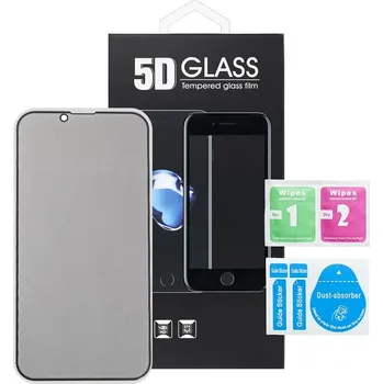 Tvrzené sklo (Tempered Glass) "5D" pro Apple iPhone 13 Pro - 2,5D - černý rámeček - privacy - 0,3mm