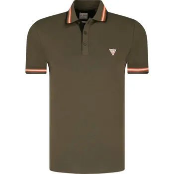 Pánské tričko GUESS JEANS Polokošile NOLAN | Barva:khaki | Velikost:S