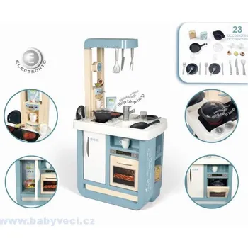Hračka Kuchyňka se zvukem Bon Appetit Smoby s pečící troubou a chladnička > varianta modrá pastelová