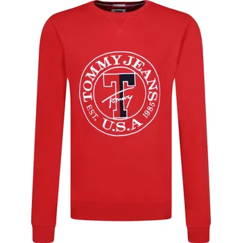 Pánské oblečení Tommy Jeans Mikina TJM CIRCLE LOGO | Barva:červený | Velikost:XL