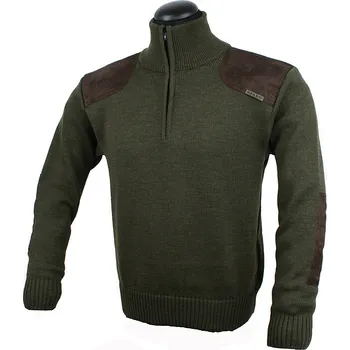 Pánský svetr Recenze Afars Bruno zelený/hnědá aplikace L