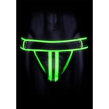 Pánské erotické prádlo Jocksy Ouch! Glow in the Dark S/M, kožené svítící jocksy