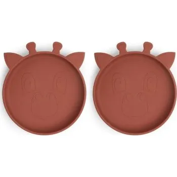 Nuuroo Akila silikonový talířek Giraf 2 ks - Mahogany