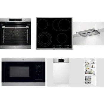 Set domácích spotřebičů AEG Mastery SteamBake BCK455350M + AEG Mastery DirectTouch HK654070XB + AEG DPE5660M + AEG Mastery MSB2547D-M + AEG Mastery MaxiFlex FEE73517PM + AEG Mastery NoFrost SCB618F6TS