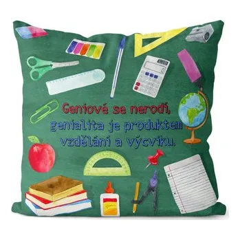 Polštář Géniové se nerodí (Velikost: 40 x 40 cm)