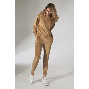 Dámské tepláky velurové kalhoty FIGL M746 Barva: Béžová, Velikost: L