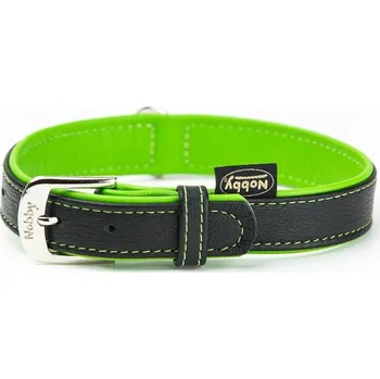 Obojek pro psa Nobby Pacific kožený obojek zelené lemování XS 27cm
