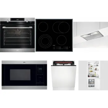 Set domácích spotřebičů AEG Mastery SteamBake BCK455350M + AEG Mastery DirectTouch HK654070FB + AEG DGB3523S + AEG Mastery MSB2547D-M + AEG Mastery MaxiFlex FSB53927Z + AEG Mastery NoFrost SCB618F6TS