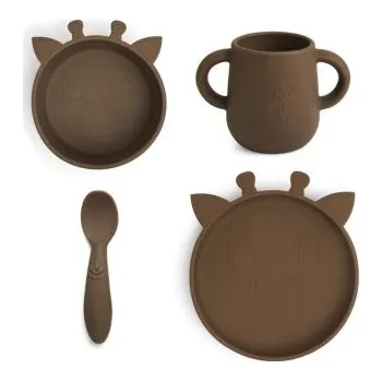dětská jídelní sada Nuuroo Lykke silikonový jídelní set Giraf - Acorn
