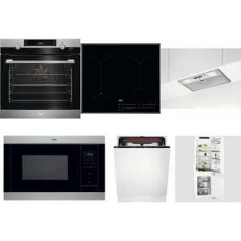 Set domácích spotřebičů AEG Mastery SteamBake BCK455350M + AEG Mastery SenseFry IAE64431FB + AEG DGB3523S + AEG Mastery MSB2547D-M + AEG Mastery MaxiFlex FSB53927Z + AEG Mastery FlexiShelf SCE818D3LC