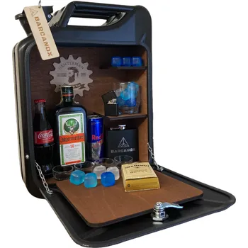 Dárkový potravinový koš Kanystr bar černý padací most, hnědé dřevo AKCE + Doprava zdarma