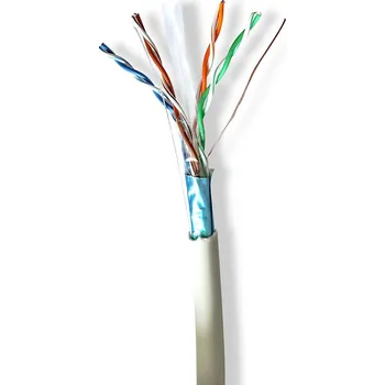 Síťový kabel Nedis měděný stíněný síťový kabel F/UTP Cat6 lanko LSZH šedý, 305 m (CCBG8526GY305)