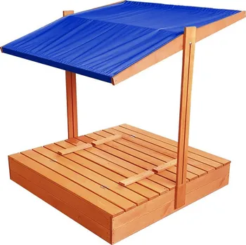 Pískoviště Modré dětské uzavíratelné pískoviště se stříškou 120 x 120 cm