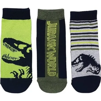 SADA 3 KS PONOŽKY JURSKÝ PARK > varianta 37593 - 1 zelené - černé - šed > Barva: 37593 - 1 zelené - černé - šed, Velikost: 23-26