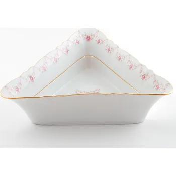 Mísa trojhranná 25, růžičky, zlatá linka, Leander