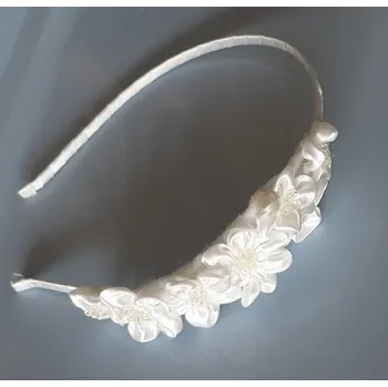 Čelenka do vlasů s květinami - bílá