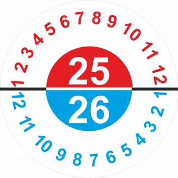 Kontrolní štítek 2025-26 samolepící vinylová fólie 40 mm aršík 10 kusů