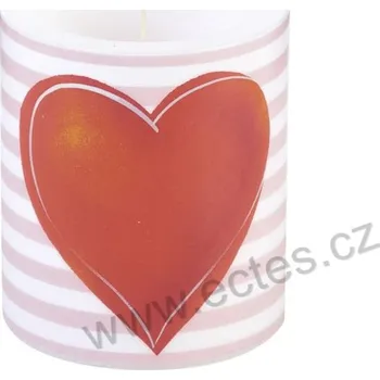 Svíčka IHR ALL YOU NEED IS LOVE velká dekorativní svíčka červené srdce a pruhy