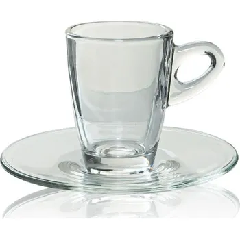 Cerve šálek s podšálkem Domino, 75 ml, sklo, set 6 ks