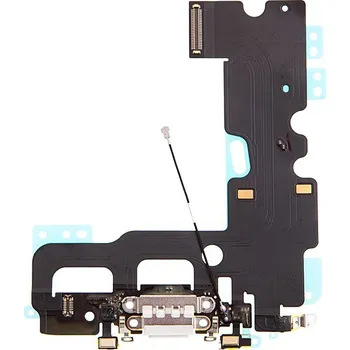 Napájecí a datový konektor s flex kabelem + GSM anténa + mikrofony pro Apple iPhone 7 - bílý - kvalita A+