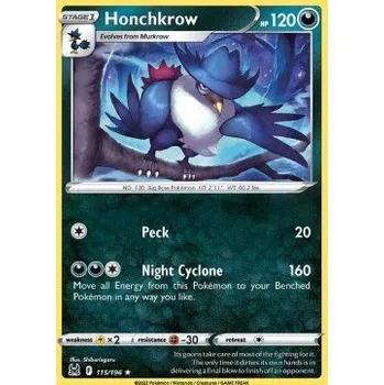 Karetní hra Pokémon LOR 115/196 Honchkrow - Lost Origin Stav: Near Mint, Verze: REVERSE HOLO