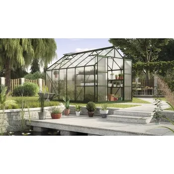 Skleník Skleník Vitavia Uranus 9900 polykarbonát 6 mm 257 x 383 cm zelený vč. základového rámu