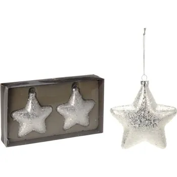 Vánoční dekorace Vánoční ozdoby - PP stříbrné - hvězdy 10 cm, sada 2ks