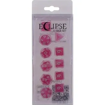 Příslušenství k deskovým hrám Sada kostek UltraPro Eclipse Acrylic RPG s krabičkou - 11 ks - Hot Pink