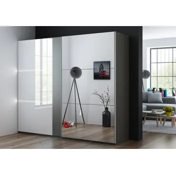 Komoda Šatní skříň SACRAMENTO 250 grafit/bílá lesk