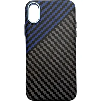 Pouzdro na mobilní telefon Mi-band.cz Vzorovaný carbonový kryt pro iPhone XR Barevná varianta: Modro-šedý