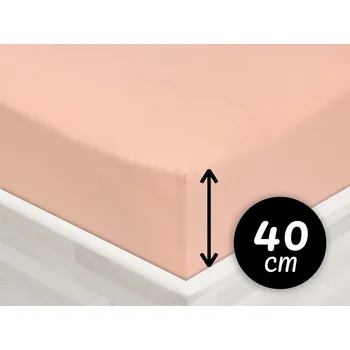 Prostěradlo Jersey napínací prostěradlo na extra vysokou matraci JR-005 Světle broskvové 180 x 200 - výška 40 cm